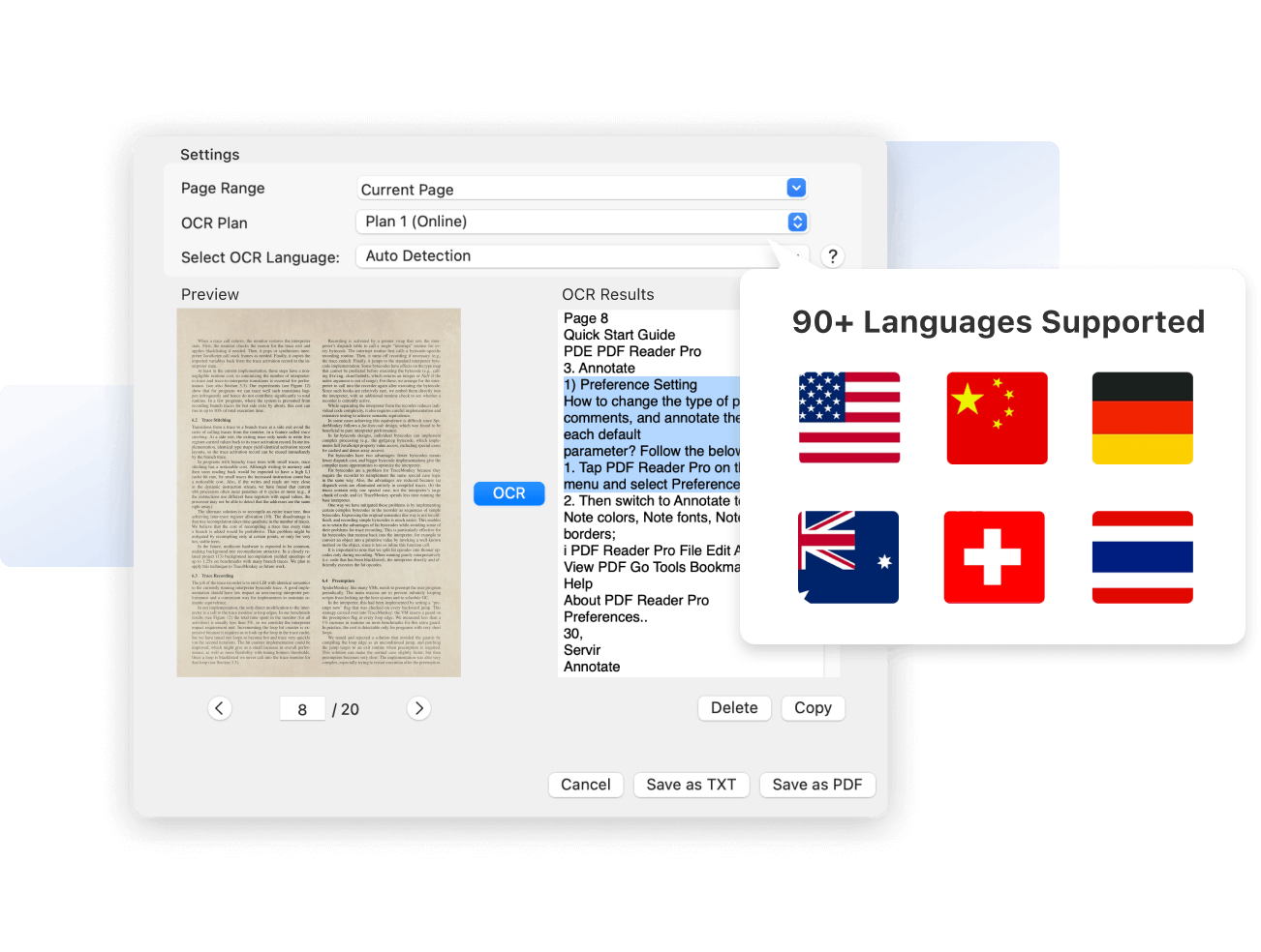 Full-page OCR for 90+ languages